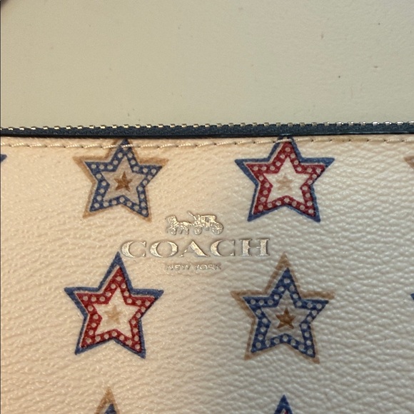 Coach Navy & Cream Western Star Corner Zip Wristlet - Picture 2 of 5
